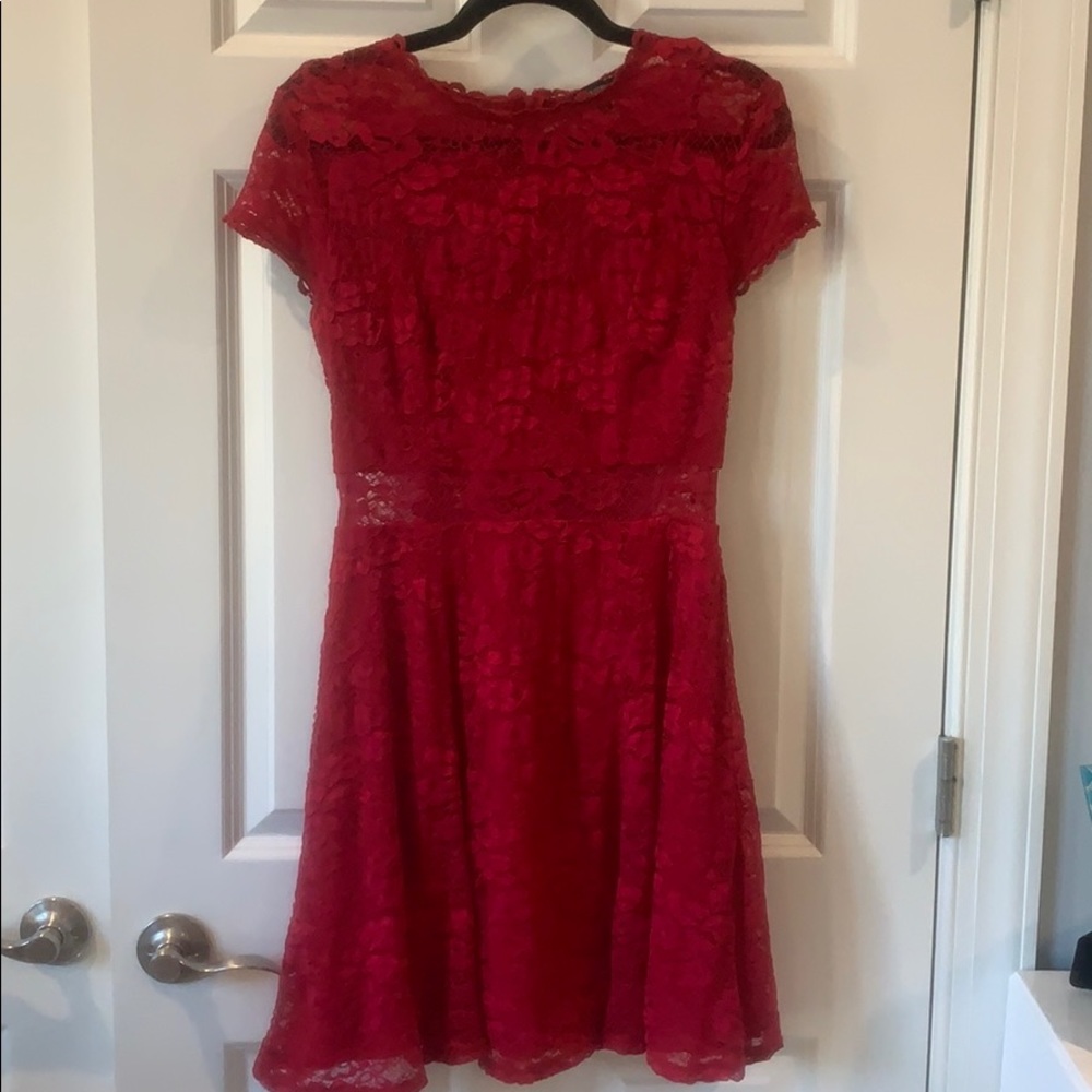 Jodi Kristopher Red Lace Cocktail Dress Sz 11